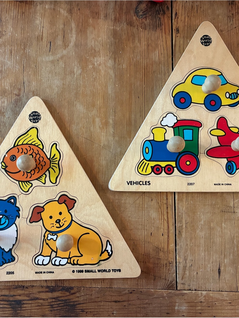 Vintage 90’s Small World Toys wooden puzzles pets and transportation